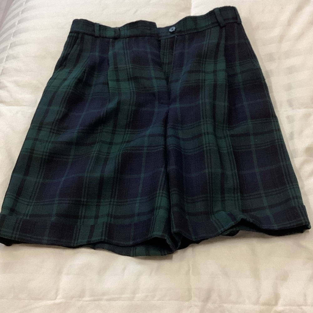 Rafaella Black-Watch Plaid Wool Women's Bermudas